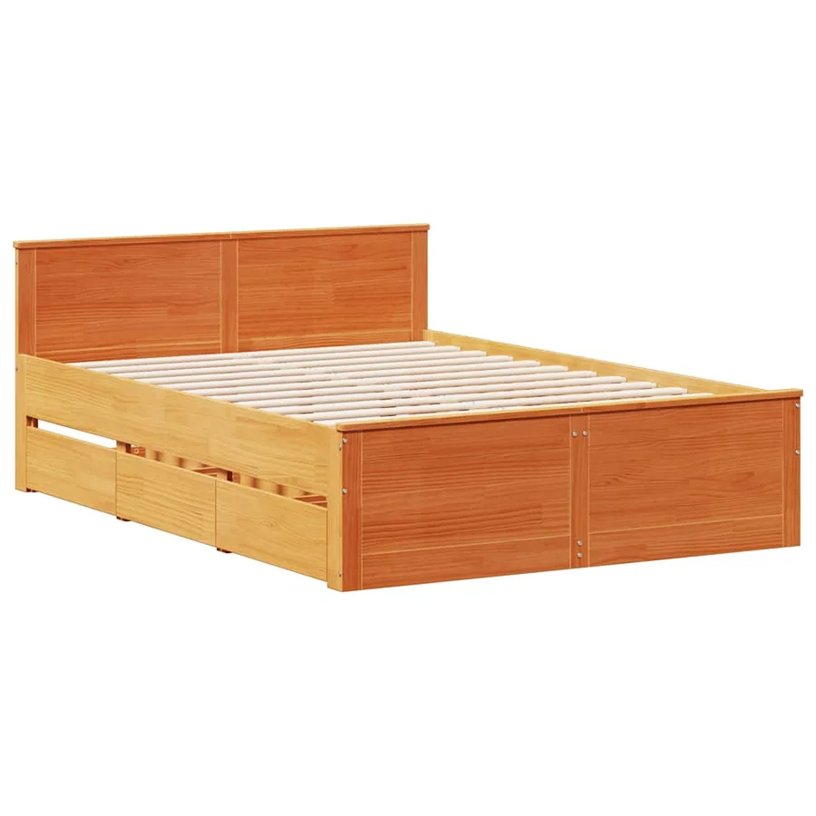 Cadre de lit sans matelas avec tête de lit brun cire 140x190 cm - 3