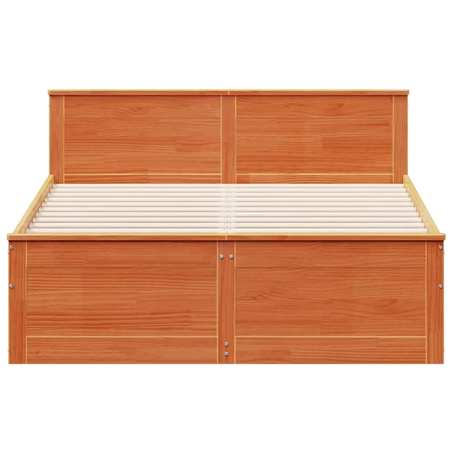 Cadre de lit sans matelas avec tête de lit brun cire 140x190 cm - 4