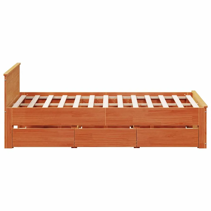 Cadre de lit sans matelas avec tête de lit brun cire 140x190 cm - 5