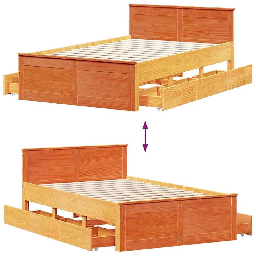 Cadre de lit sans matelas avec tête de lit brun cire 120x190 cm - 10