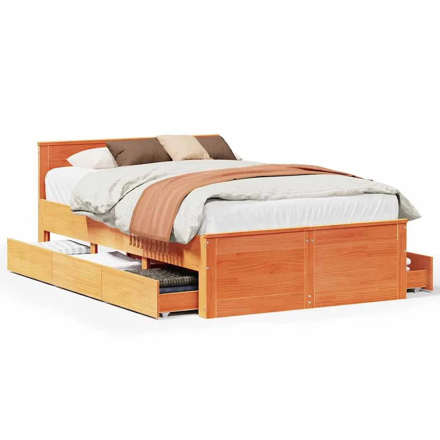Cadre de lit sans matelas avec tête de lit brun cire 120x190 cm - 2