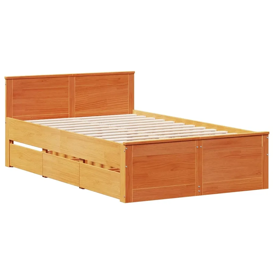 Cadre de lit sans matelas avec tête de lit brun cire 120x190 cm - 3