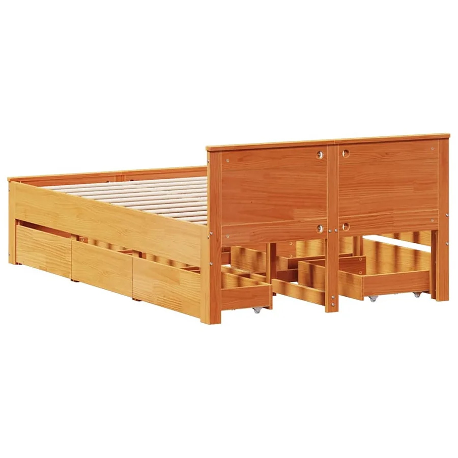 Cadre de lit sans matelas avec tête de lit brun cire 120x190 cm - 6