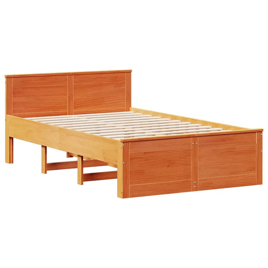 Cadre de lit sans matelas avec tête de lit brun cire 120x190 cm - 7