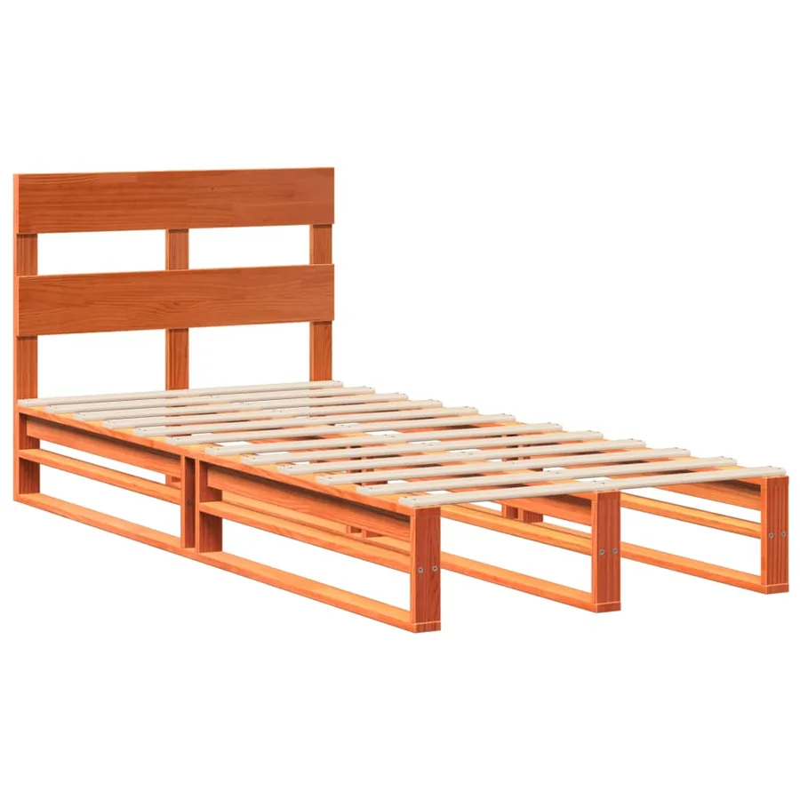 Cadre de lit sans matelas cire marron 100x200cm bois pin massif - 3