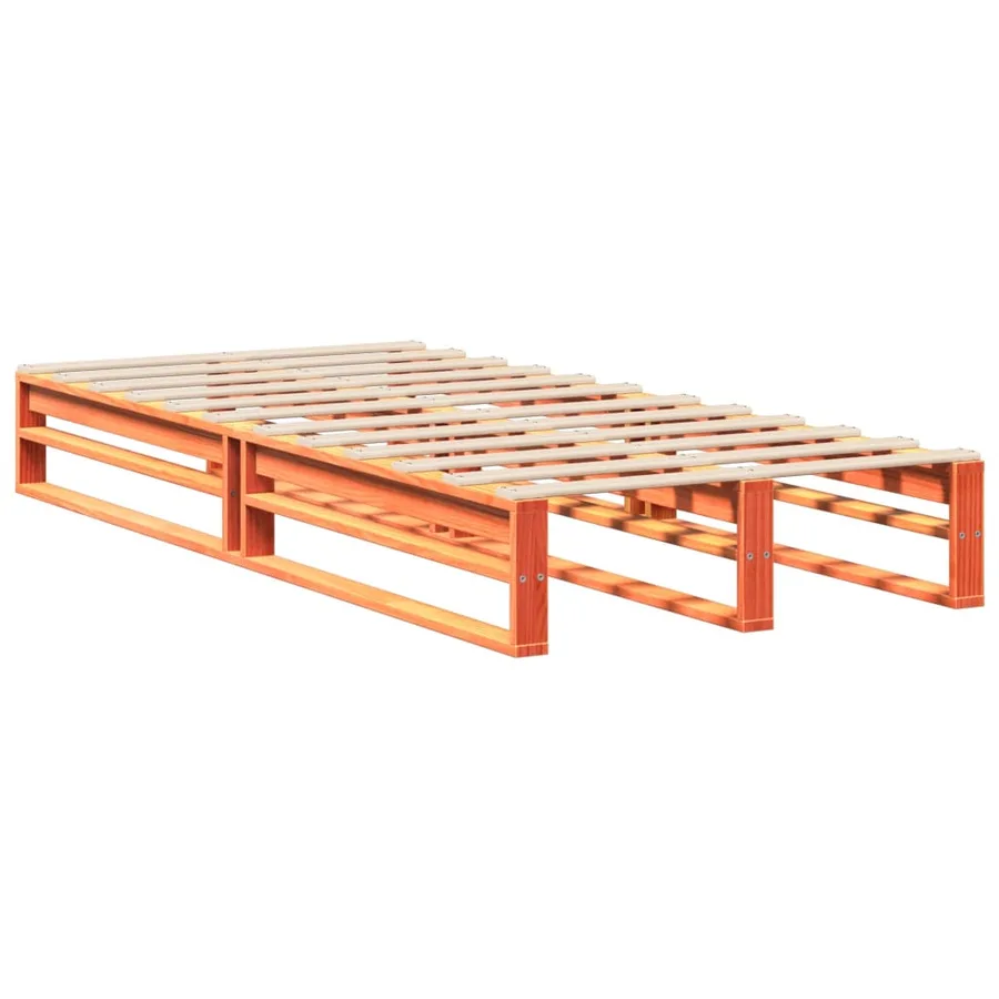 Cadre de lit sans matelas cire marron 100x200cm bois pin massif - 5