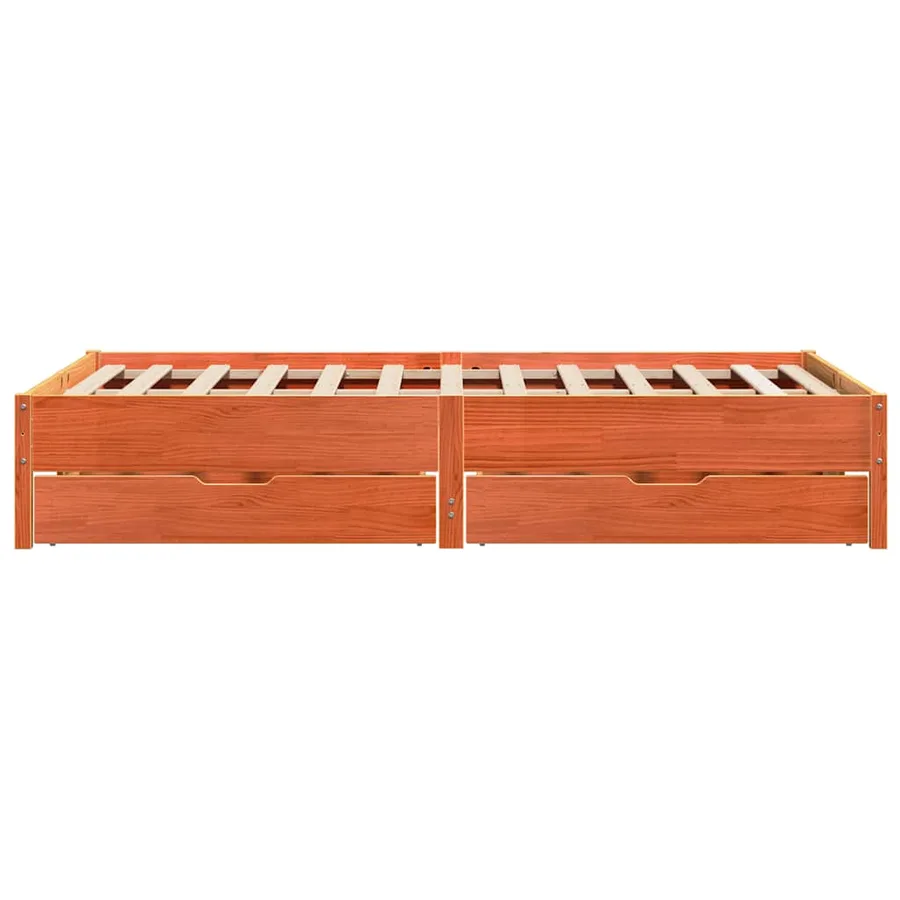 Cadre de lit sans matelas cire marron 135x190cm bois pin massif - 7