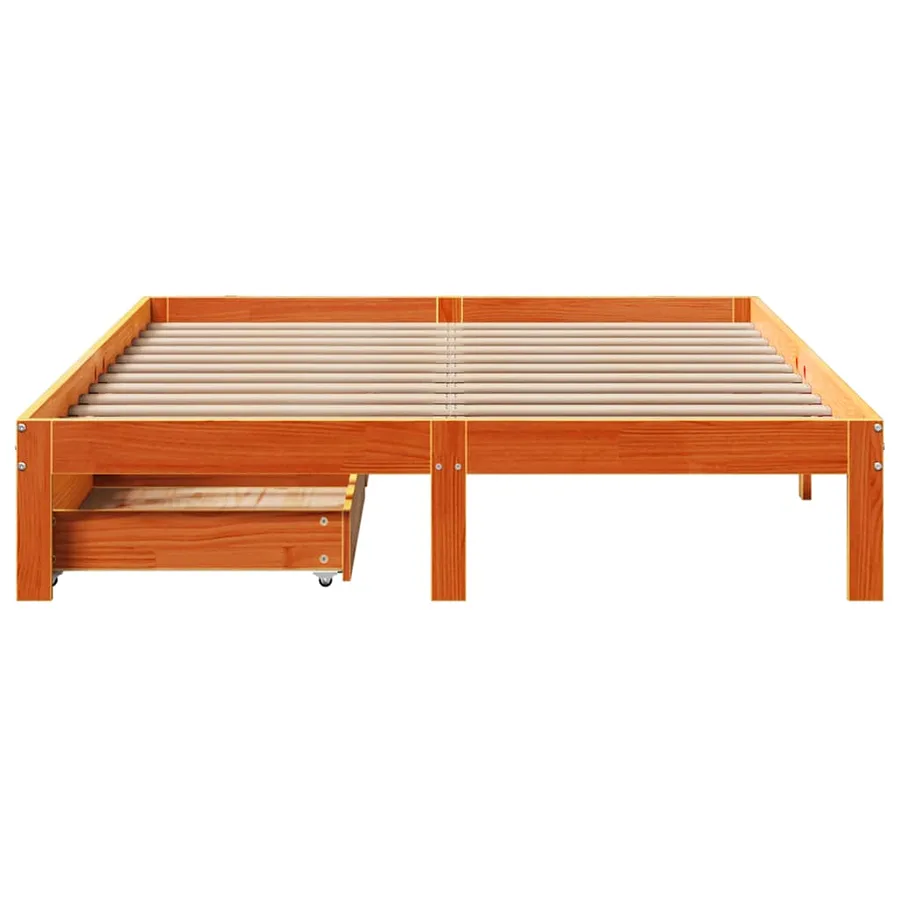 Cadre de lit avec tiroirs sans matelas cire marron 140x200 cm - 4