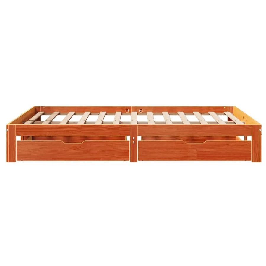 Cadre de lit avec tiroirs sans matelas cire marron 140x200 cm - 7