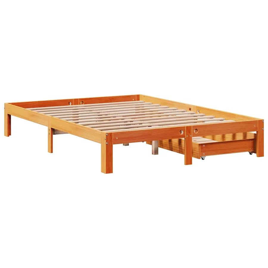 Cadre de lit avec tiroirs sans matelas cire marron 140x200 cm - 8