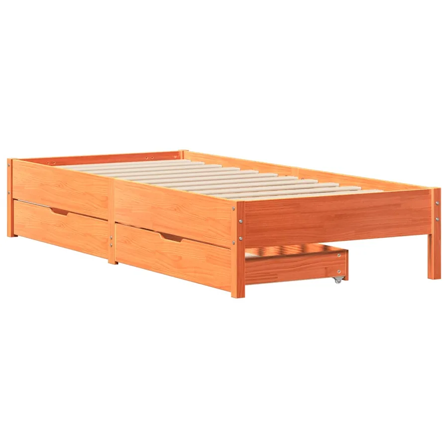 Cadre de lit sans matelas cire marron 90x190 cm bois pin massif - 3