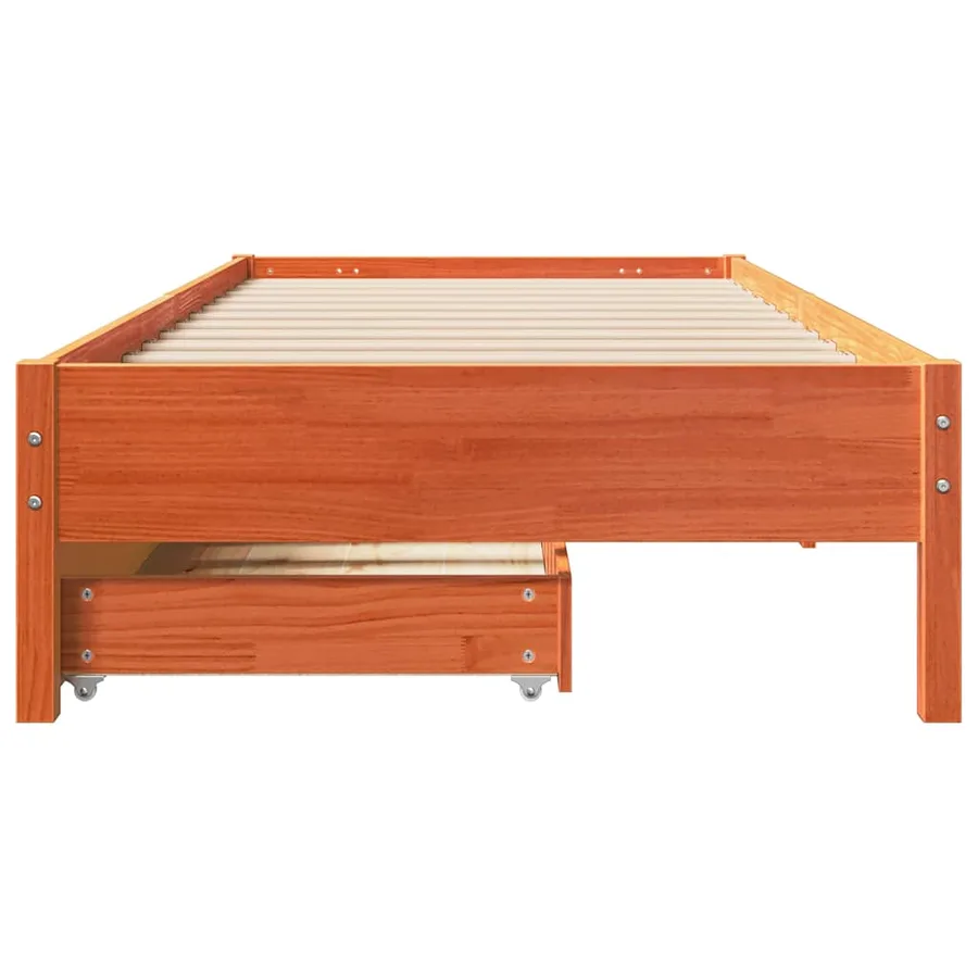 Cadre de lit sans matelas cire marron 90x190 cm bois pin massif - 4