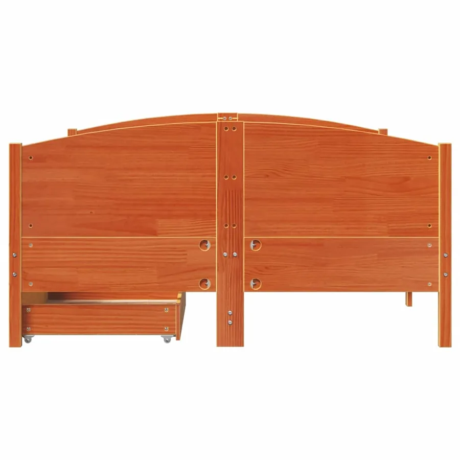 Cadre de lit sans matelas cire marron 135x190cm bois pin massif - 4