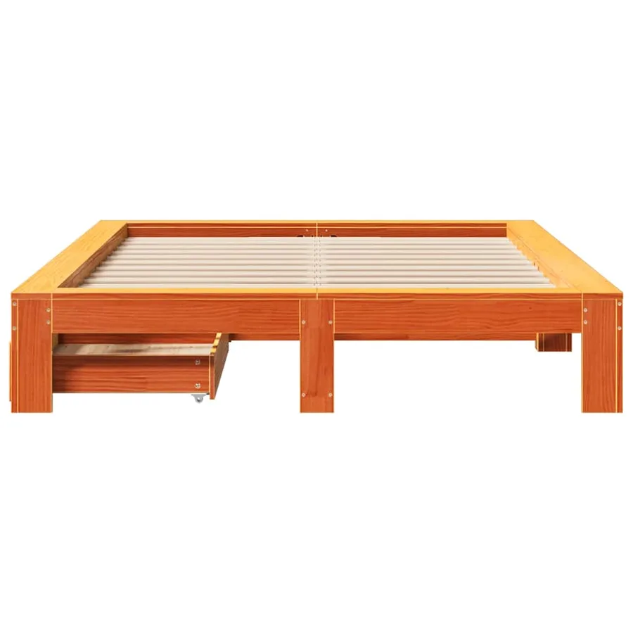 Cadre de lit sans matelas cire marron 140x190cm bois pin massif - 5