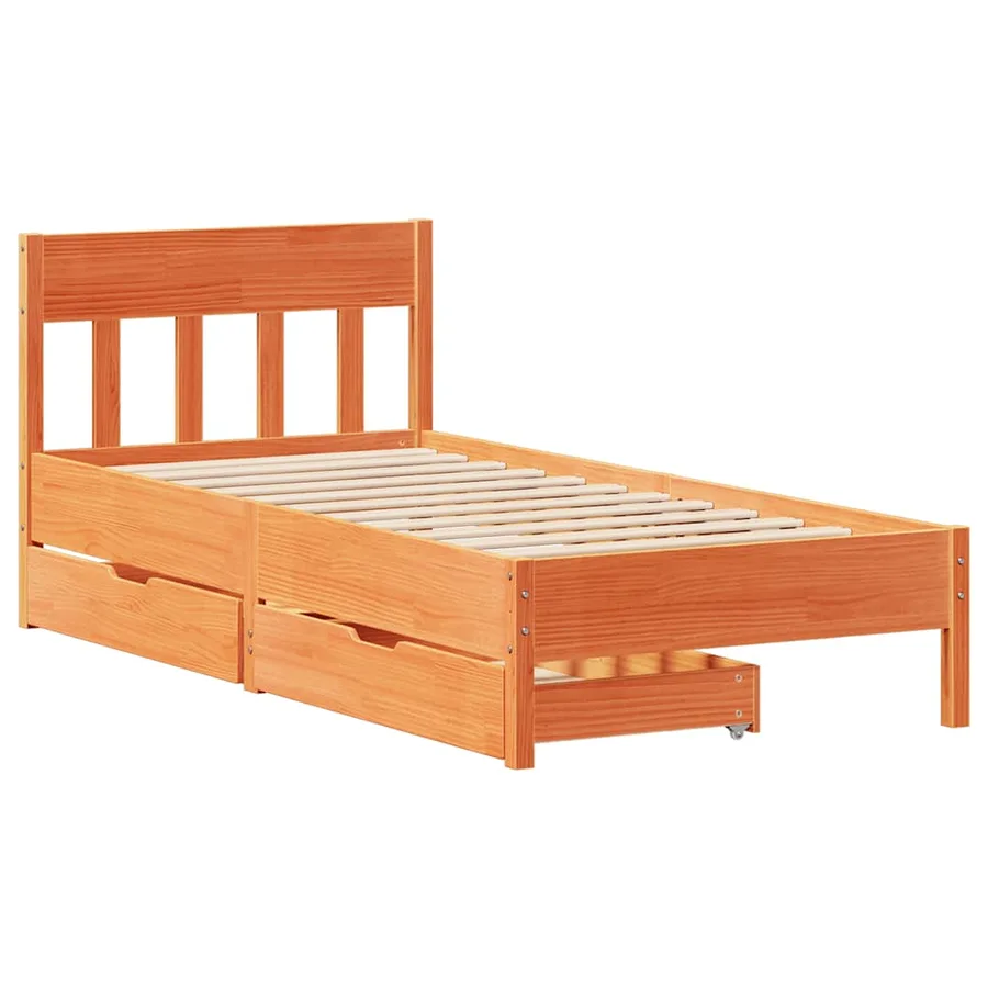 Cadre de lit sans matelas cire marron 90x190 cm bois pin massif - 3