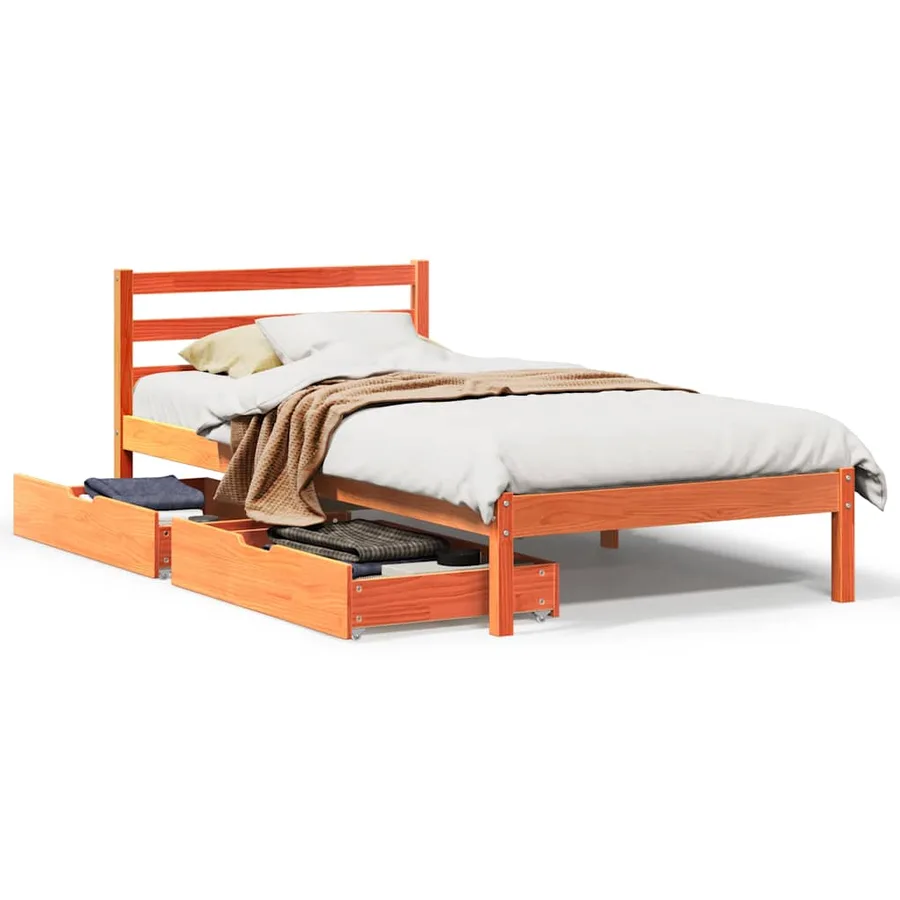 Cadre de lit sans matelas cire marron 90x190 cm bois pin massif - 2
