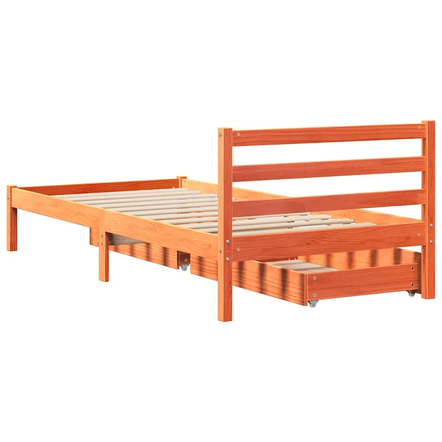 Cadre de lit sans matelas cire marron 90x190 cm bois pin massif - 6