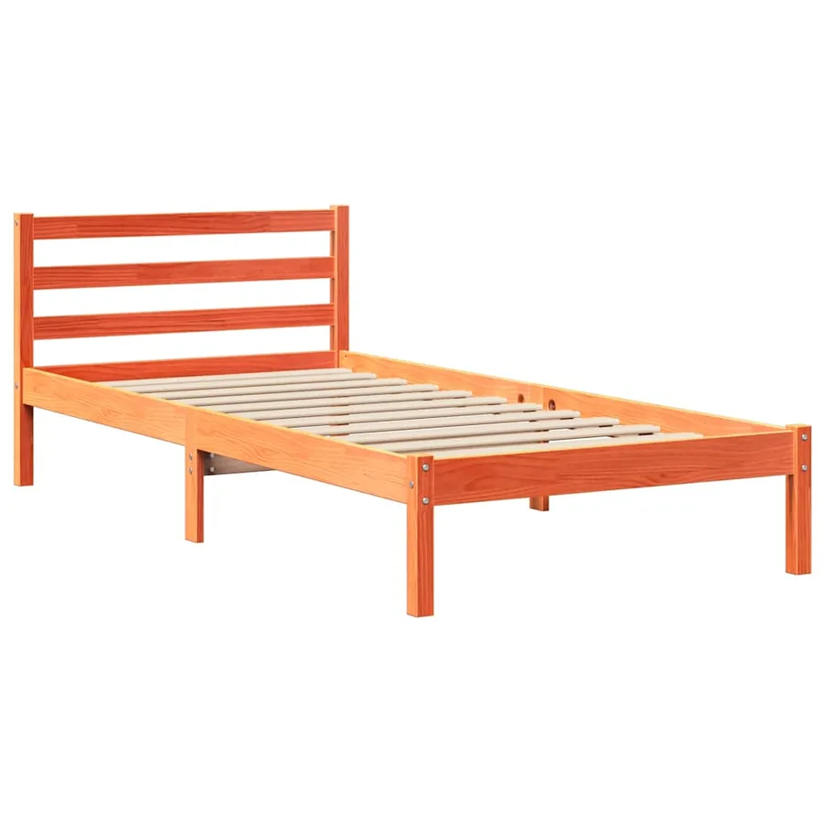 Cadre de lit sans matelas cire marron 90x190 cm bois pin massif - 7