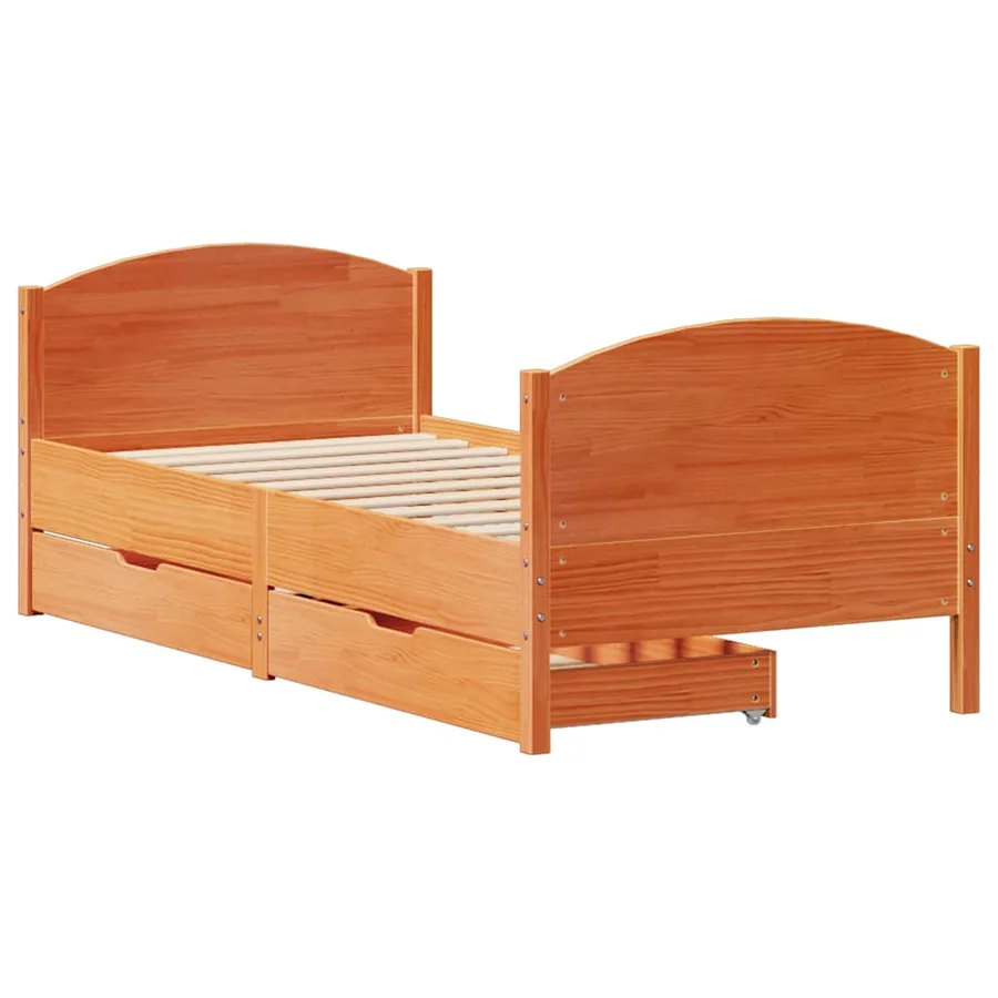 Cadre de lit sans matelas cire marron 75x190 cm bois pin massif - 3