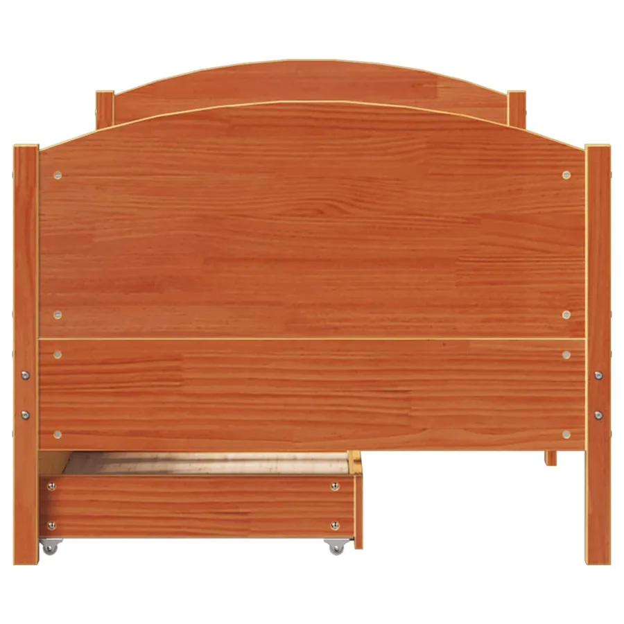 Cadre de lit sans matelas cire marron 75x190 cm bois pin massif - 4