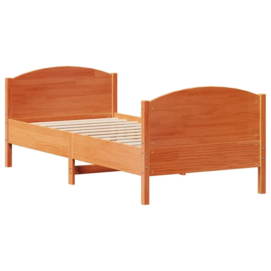 Cadre de lit sans matelas cire marron 75x190 cm bois pin massif - 5