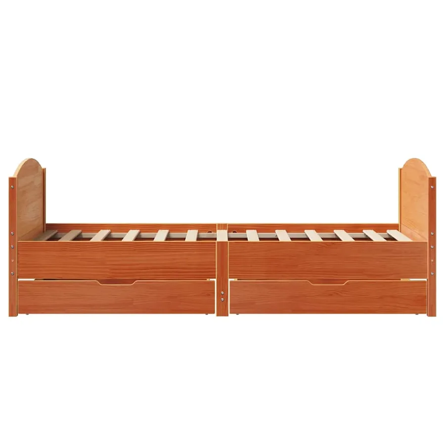 Cadre de lit sans matelas cire marron 75x190 cm bois pin massif - 7