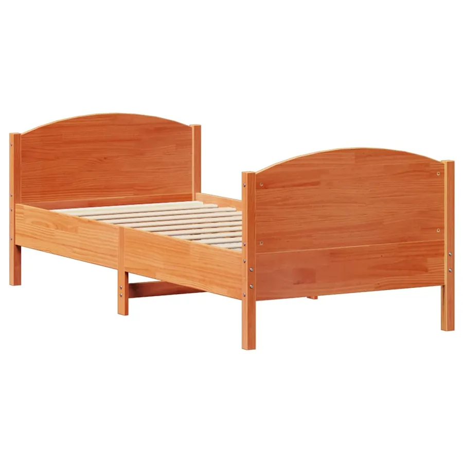 Cadre de lit sans matelas cire marron 75x190 cm bois pin massif - 8