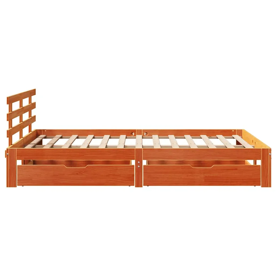Cadre de lit avec tiroirs sans matelas cire marron 150x200 cm - 7