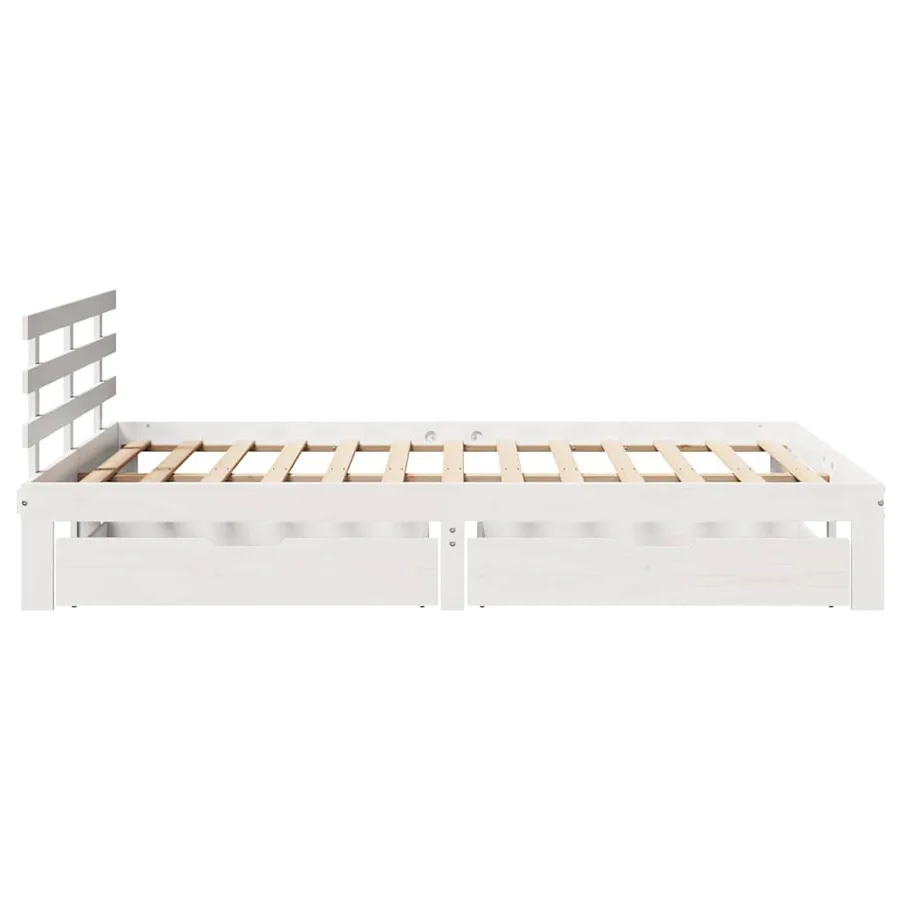 Cadre de lit avec tiroirs sans matelas blanc 135x190 cm - 5