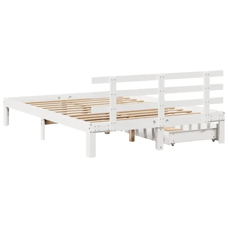 Cadre de lit avec tiroirs sans matelas blanc 135x190 cm - 6