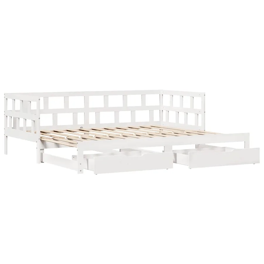 Lit de jour avec gigogne et tiroirs sans matelas blanc 90x200cm - 5