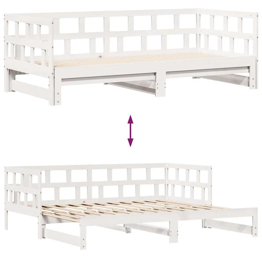 Lit de jour avec gigogne et tiroirs sans matelas blanc 90x200cm - 8