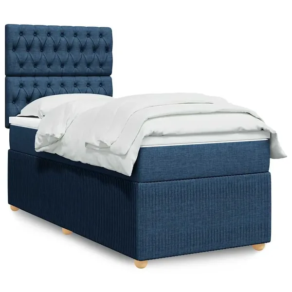 Sommier à lattes de lit avec matelas Bleu 80x200 cm Tissu