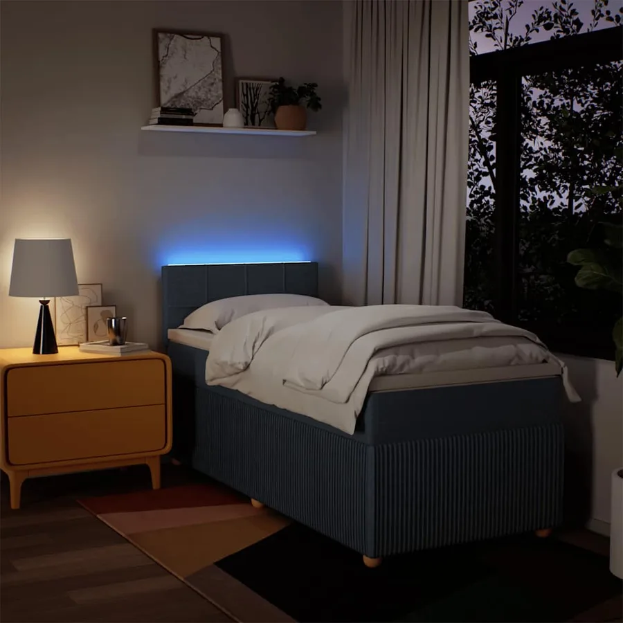 Sommier à lattes de lit avec matelas Bleu 80x200 cm Tissu - 5