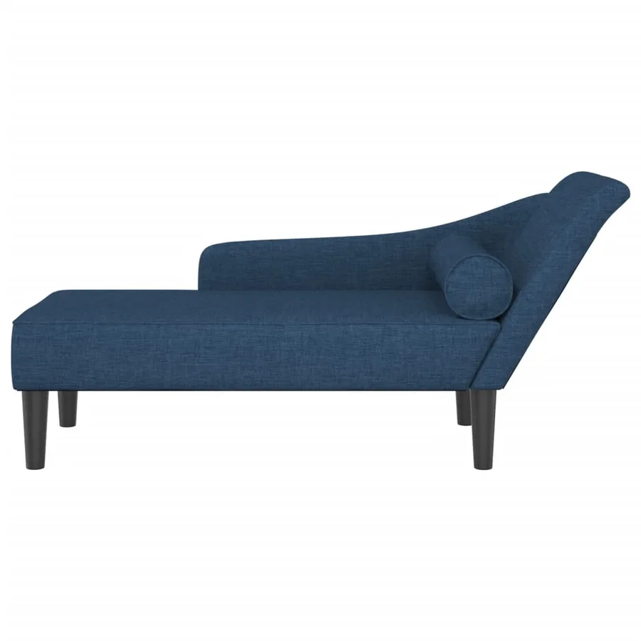 Chaise longue avec coussins bleu tissu - 3