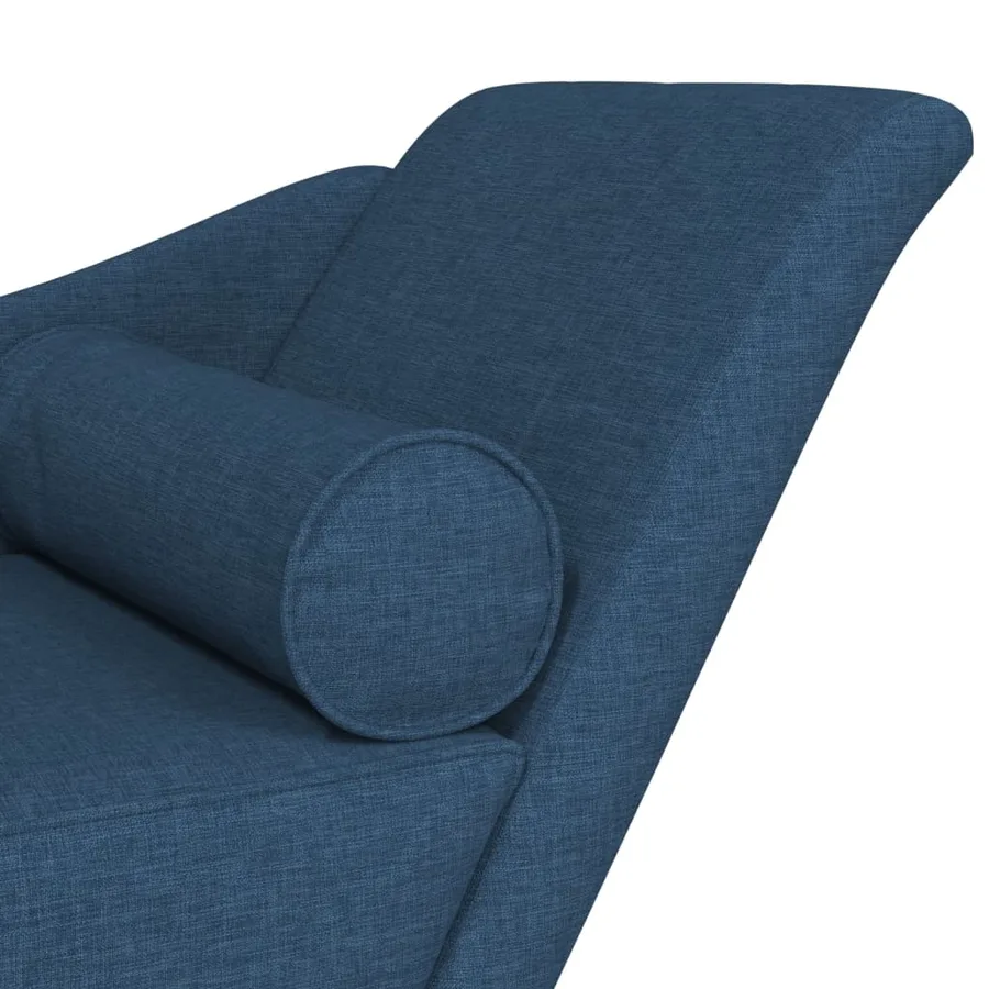 Chaise longue avec coussins bleu tissu - 6