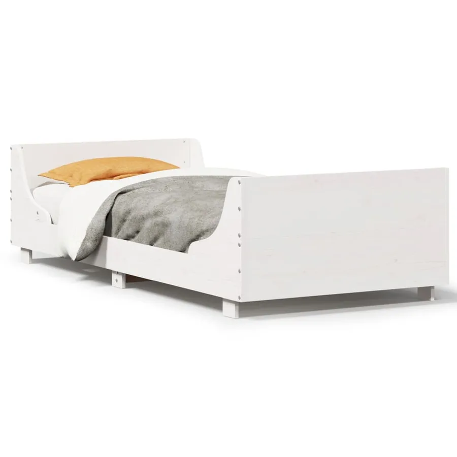 Cadre de lit sans matelas blanc 75x190 cm bois de pin massif - 2