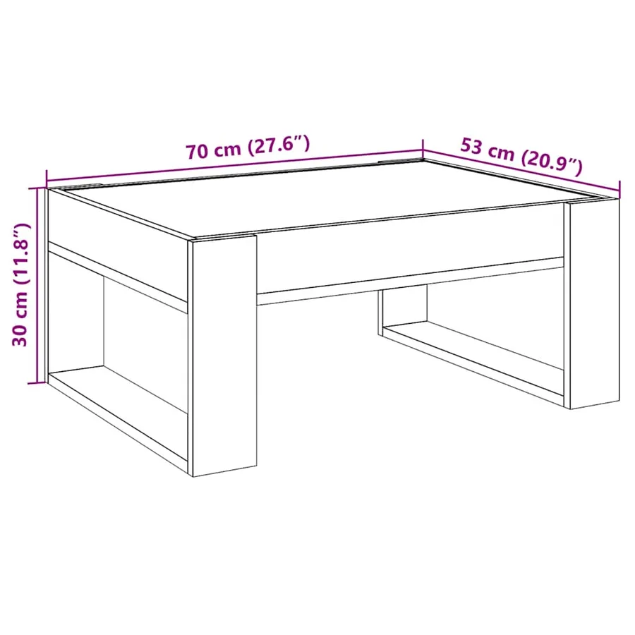 Table basse avec LED infini blanc 70x53x30 cm - 13