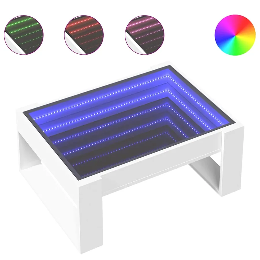 Table basse avec LED infini blanc 70x53x30 cm - 2