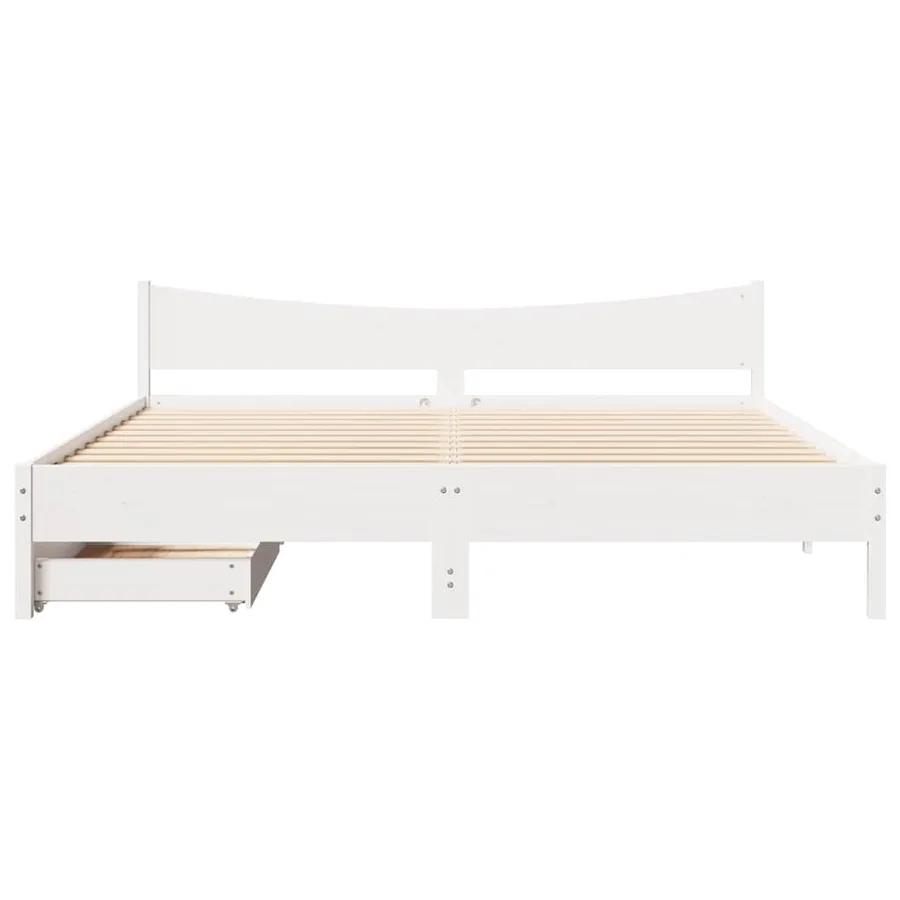Cadre de lit avec tiroirs blanc 200x200 cm bois massif de pin - 4
