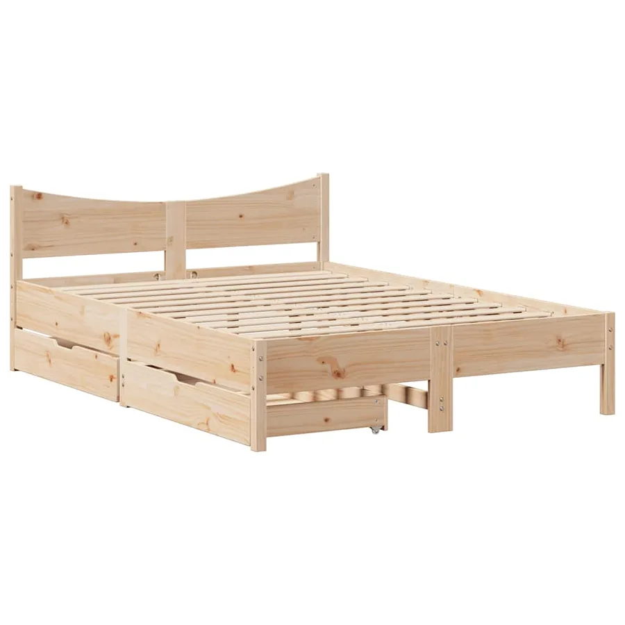 Cadre de lit avec tiroirs 140x200 cm bois de pin massif - 2