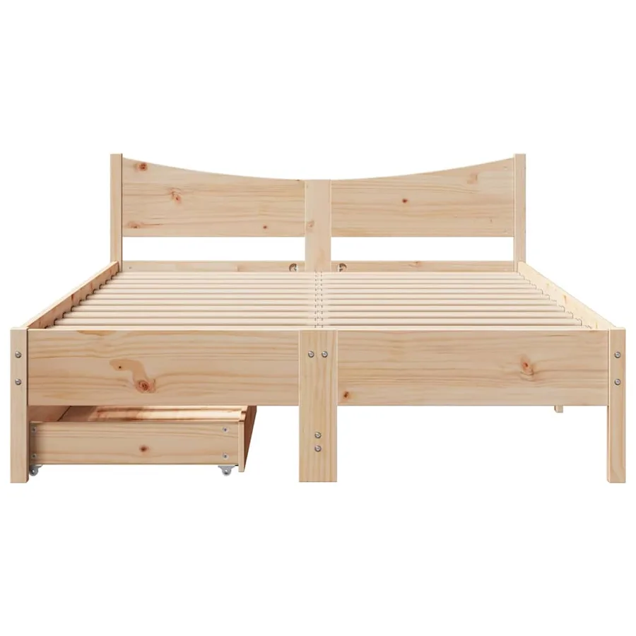 Cadre de lit avec tiroirs 140x200 cm bois de pin massif - 4