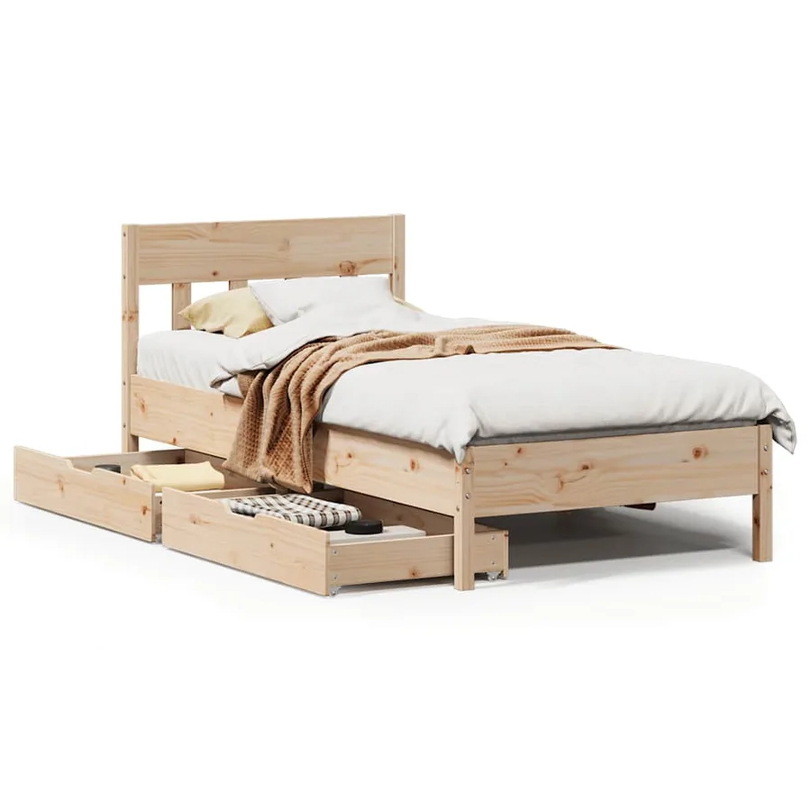 Cadre de lit sans matelas 90x200 cm bois de pin massif - 2