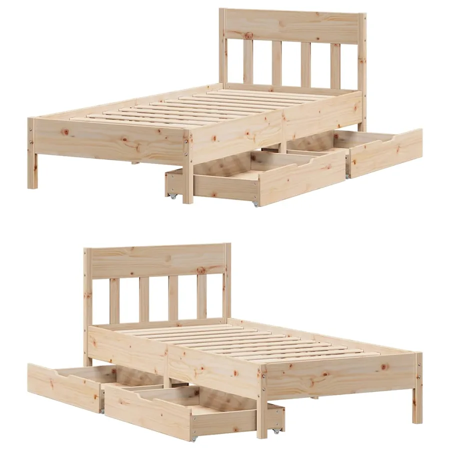 Cadre de lit sans matelas 90x200 cm bois de pin massif - 9