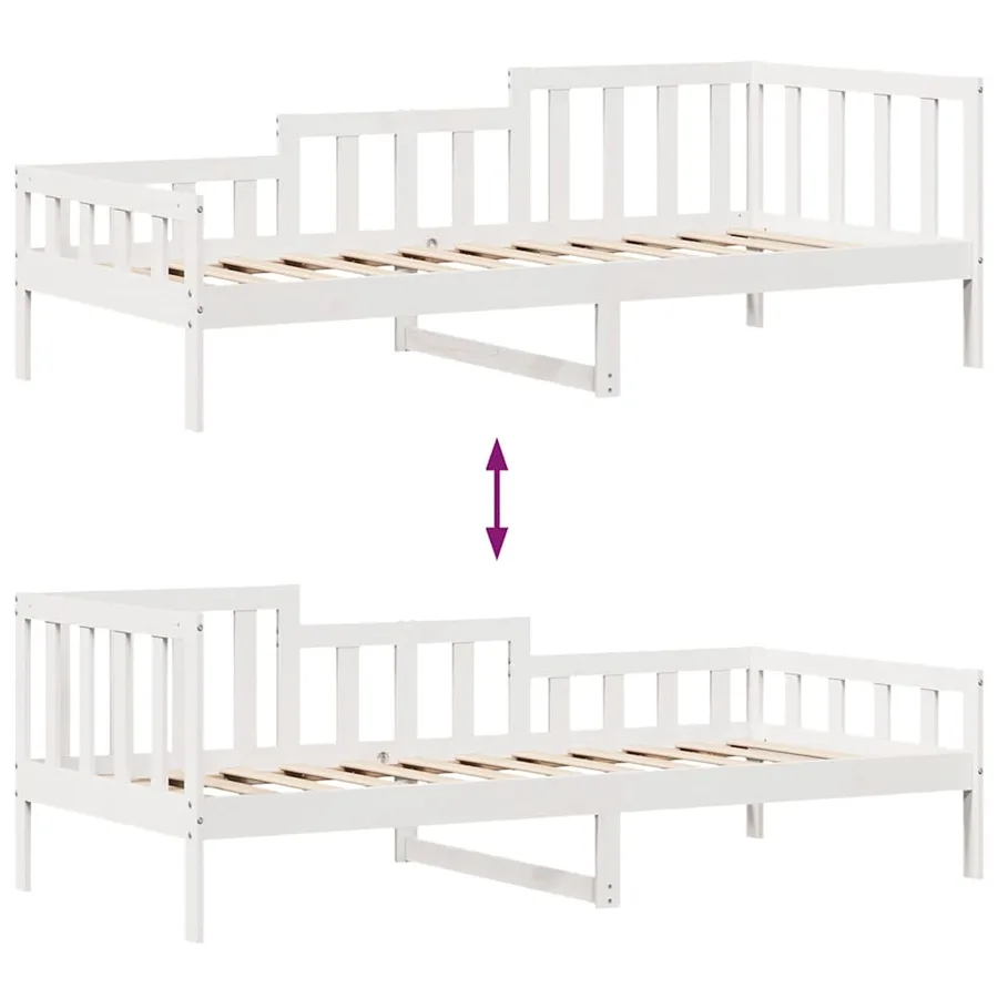Lit de jour et tiroirs sans matelas blanc 90x200 cm bois massif - 9