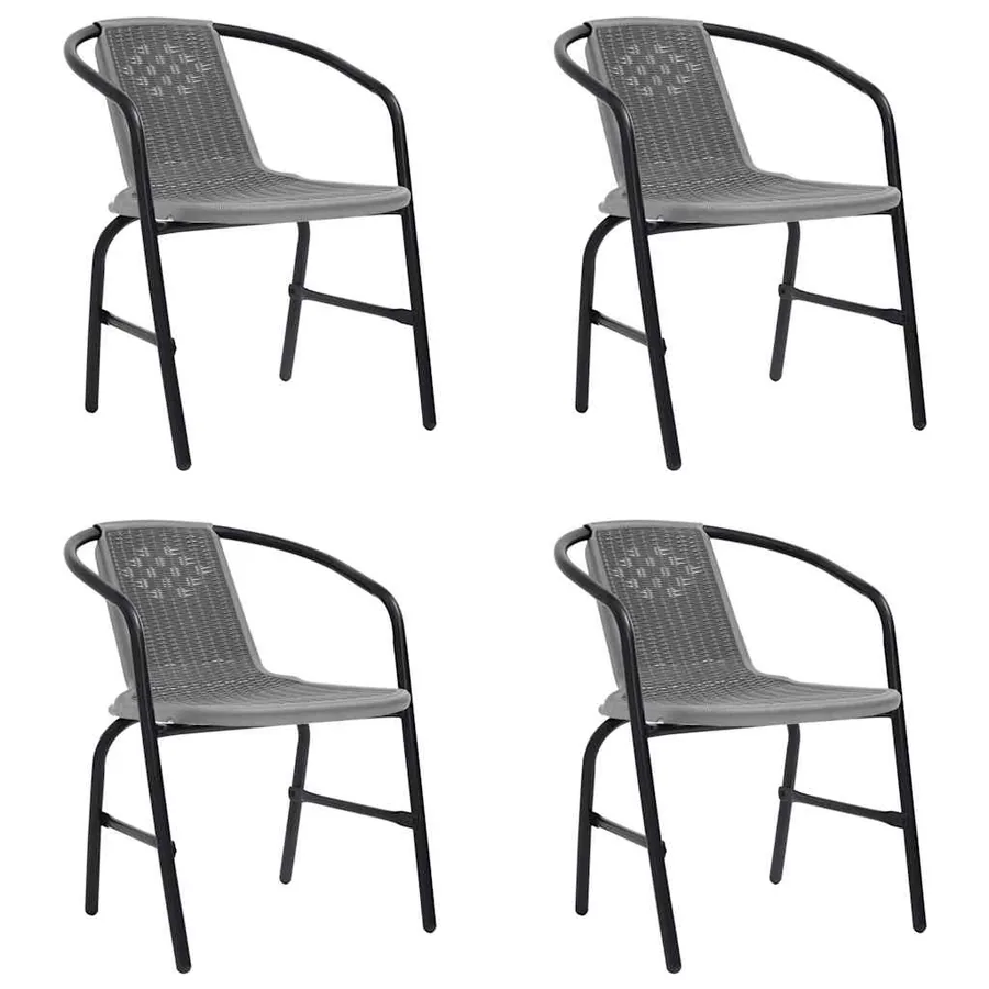 Chaises de jardin lot de 4 Rotin de plastique et acier 110 kg