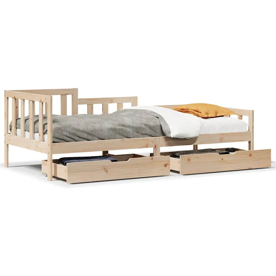 Lit de jour avec tiroirs sans matelas 80x200 cm bois massif - 2