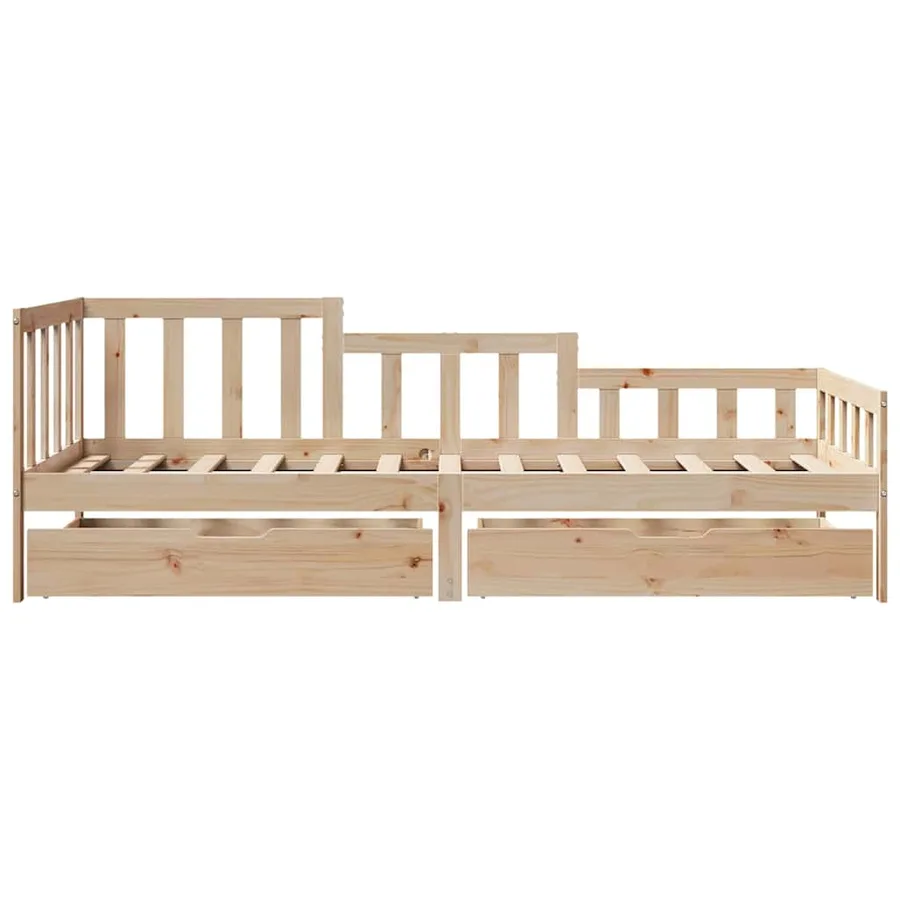 Lit de jour avec tiroirs sans matelas 80x200 cm bois massif - 4