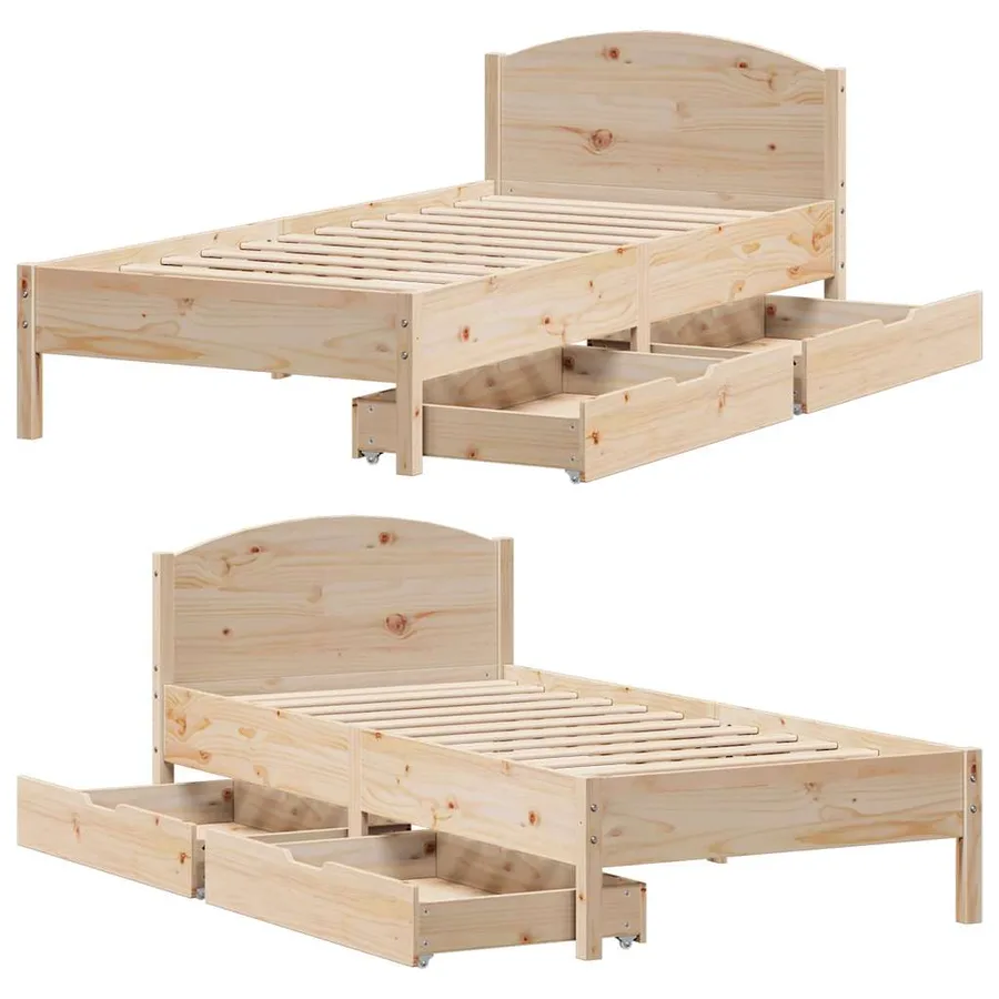 Cadre de lit sans matelas 100x200 cm bois massif de pin - 9
