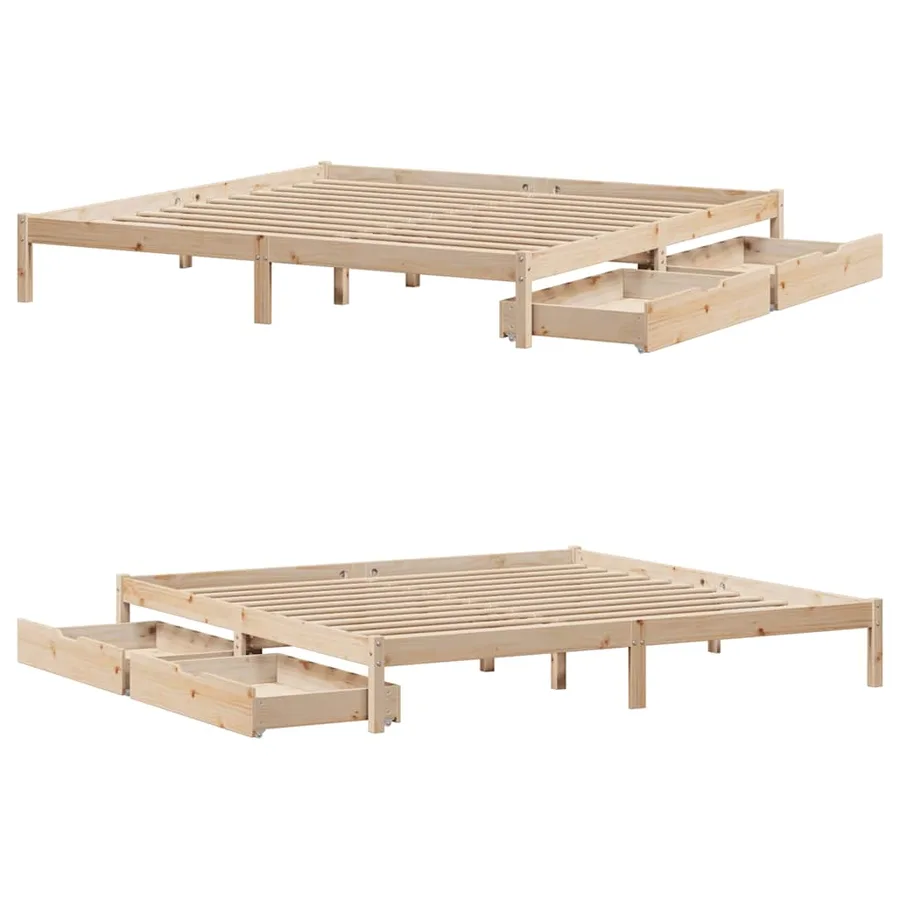 Cadre de lit sans matelas 180x200 cm bois massif de pin - 9